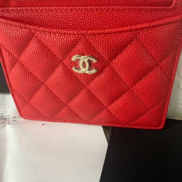 Chanel limited edition red card holder gold hardware - Picture 2 of 7